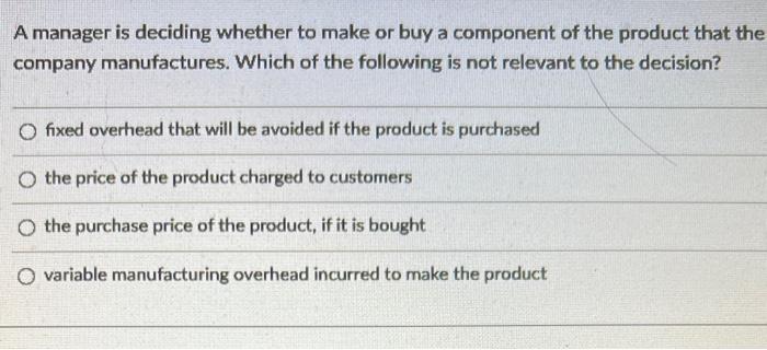 Solved A Company's Operating Leverage Refers To The | Chegg.com