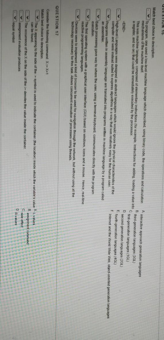 Solved question 16 e match best choice to description to chegg