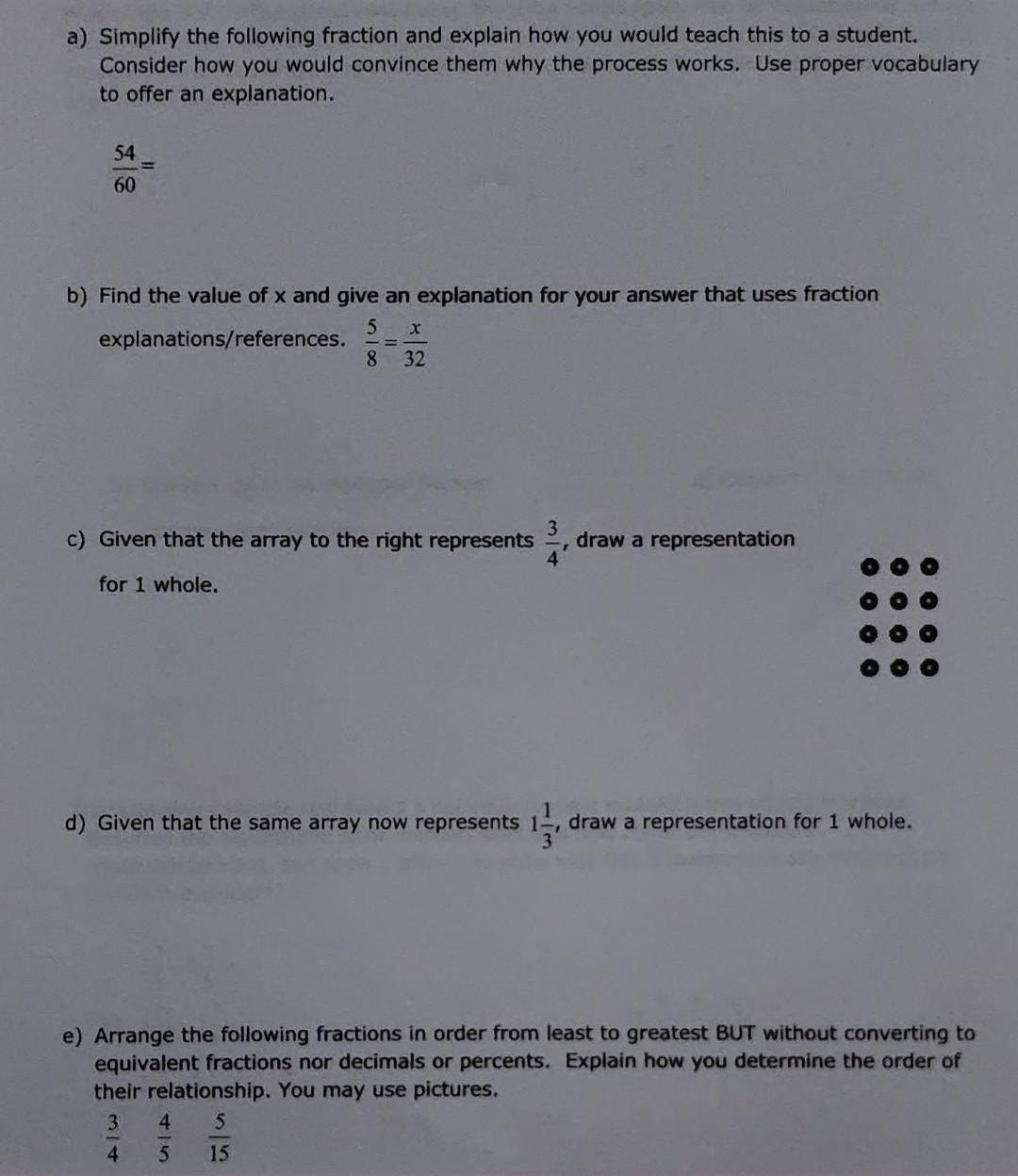 Solved a) Simplify the following fraction and explain how | Chegg.com
