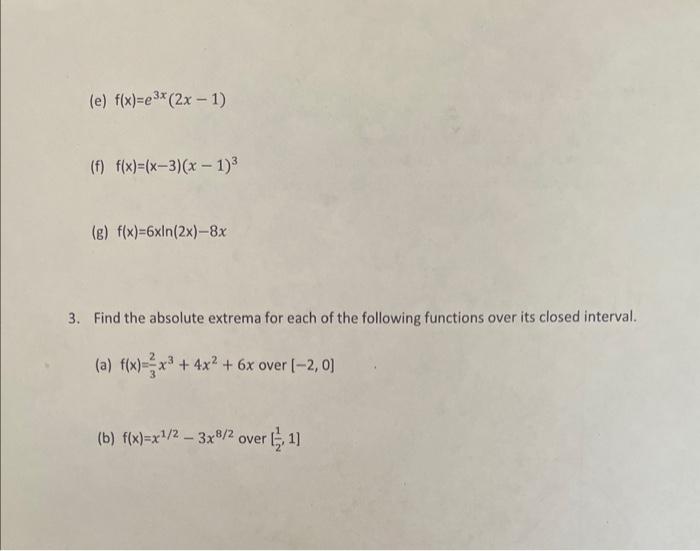 Solved 2. For each of the following functions, find all | Chegg.com