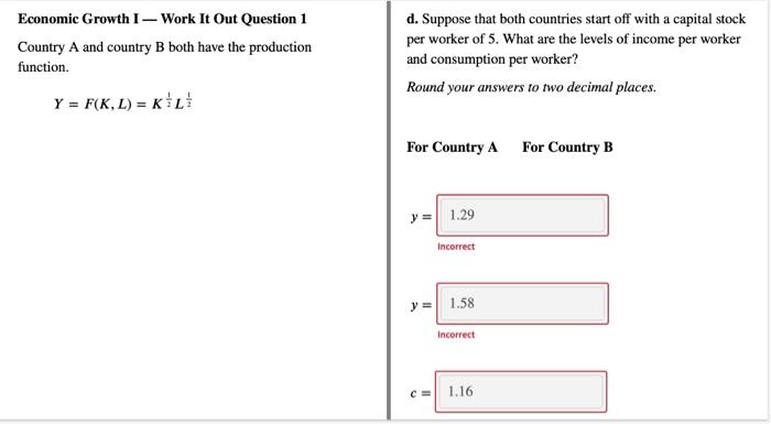 Solved Economic Growth I Work It Out Question 1 Country Chegg Com