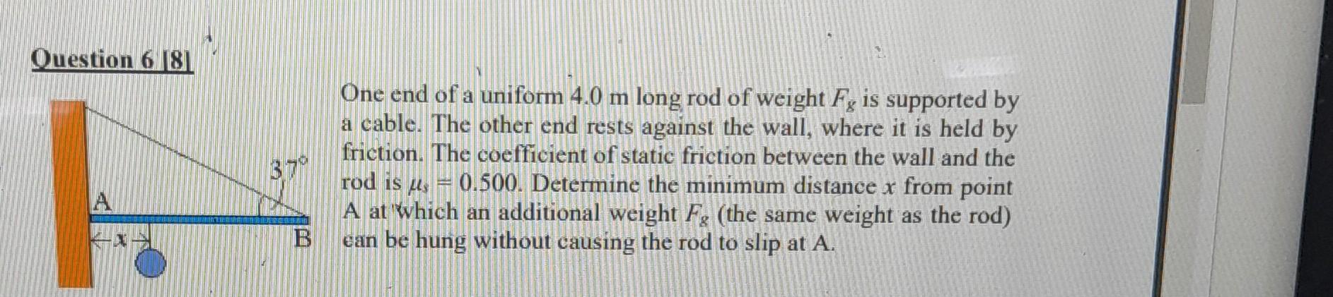 Solved Question 6 181 One End Of A Uniform 4.0 M Long Rod Of | Chegg.com