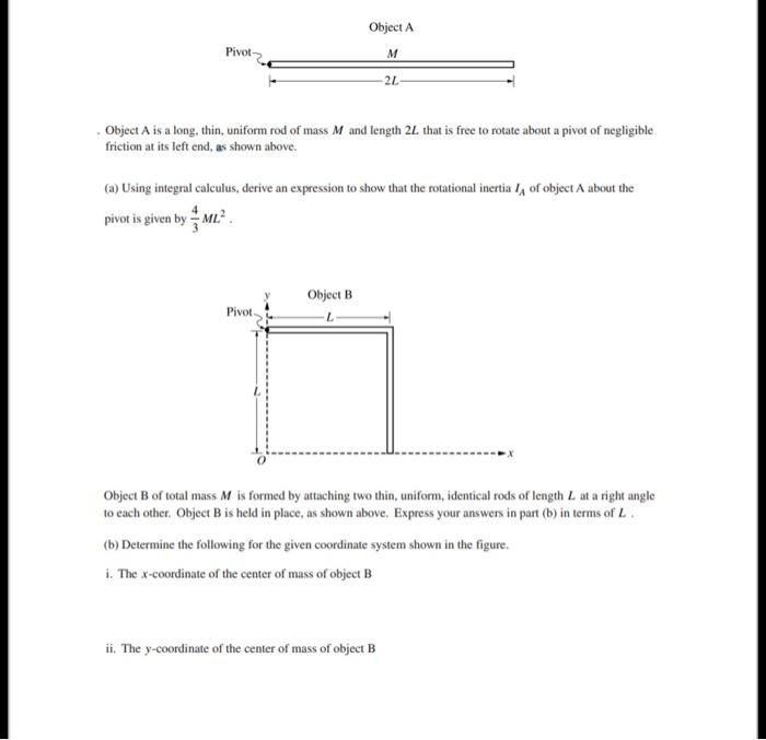 Solved - Object A is a long, thin, uniform rod of mass M and | Chegg.com