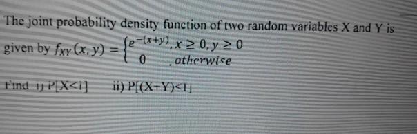 Solved The joint probability density function of two random | Chegg.com