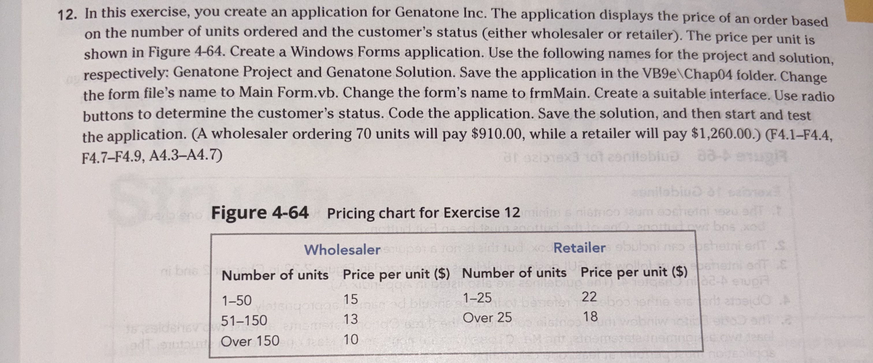 Do the following exercise in Visual Basic and show a | Chegg.com