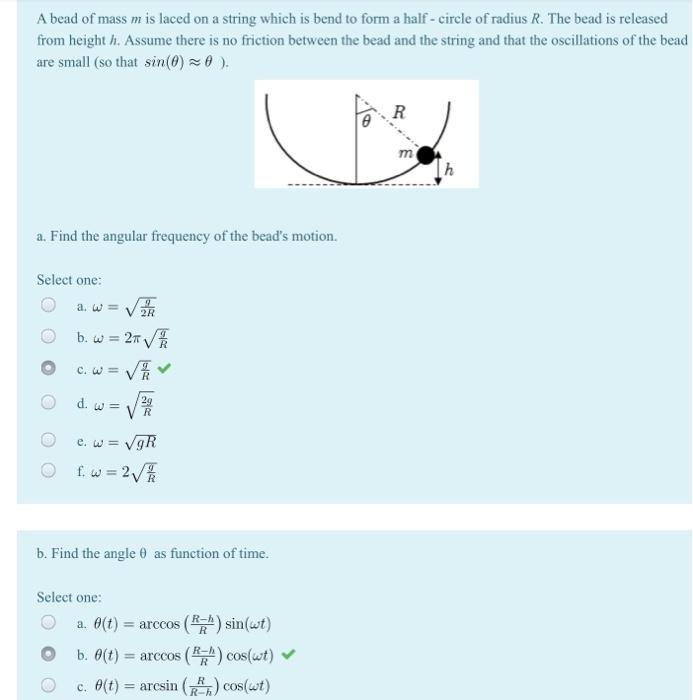 Solved A Bead Of Mass M Is Laced On A String Which Is Ben Chegg Com