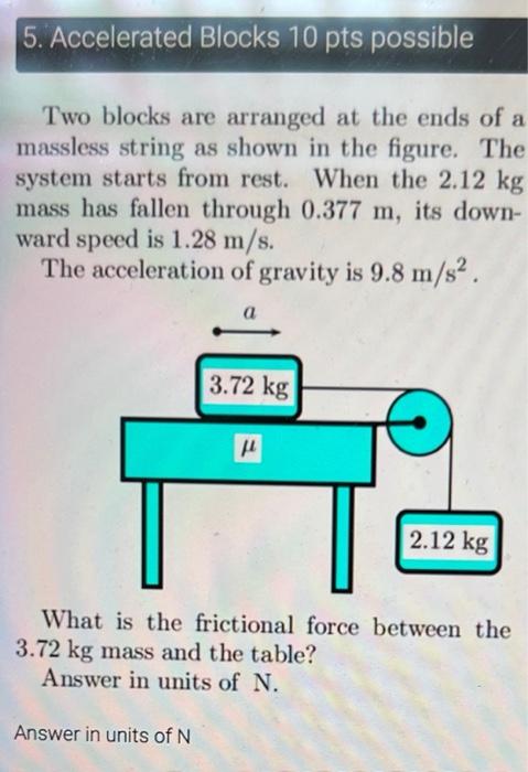 Solved 5. Accelerated Blocks 10 pts possible Two blocks are | Chegg.com