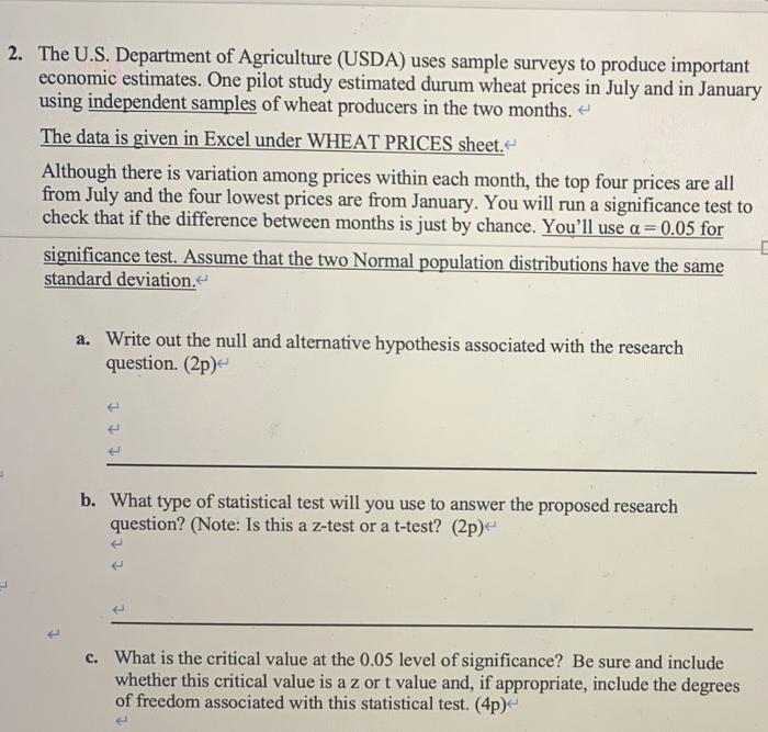 Solved 2. The U.S. Department of Agriculture (USDA) uses | Chegg.com