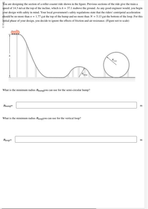 Solved You are designing the section of a roller coaster | Chegg.com