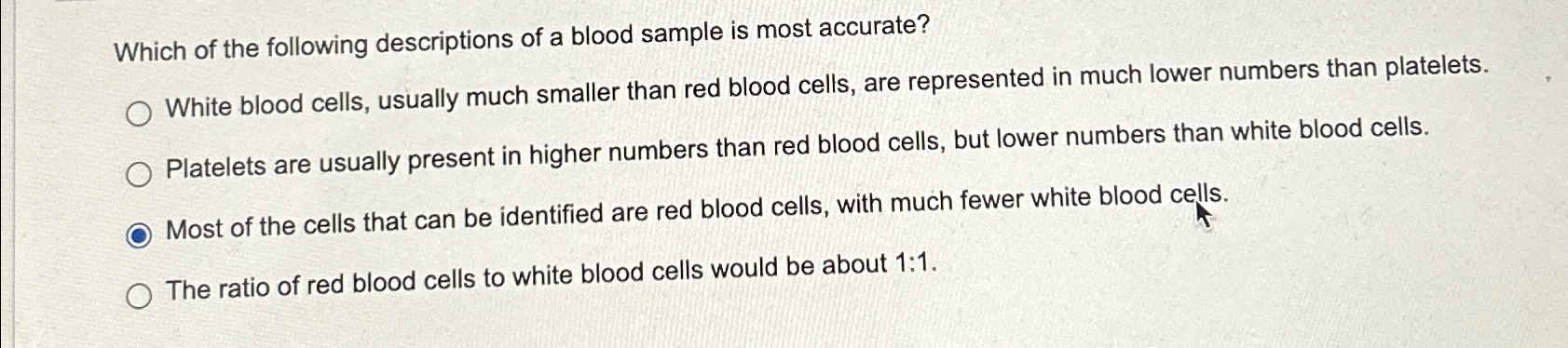 Solved Which of the following descriptions of a blood sample | Chegg.com