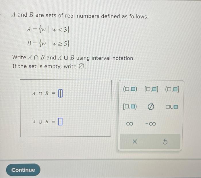 Solved A And B Are Sets Of Real Numbers Defined As Follows. | Chegg.com