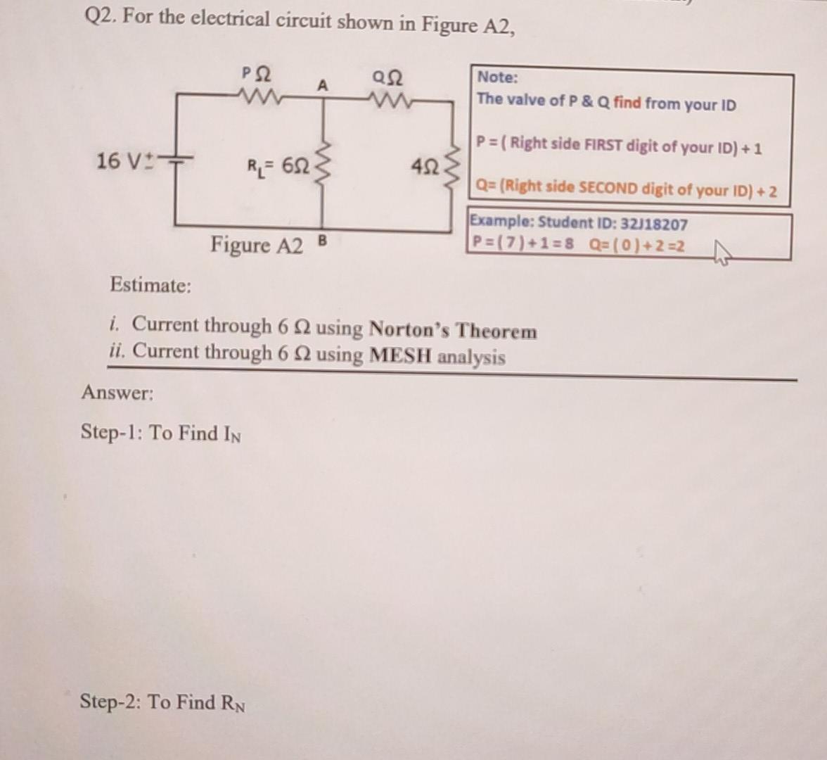 Solved Q2. For the electrical circuit shown in Figure A2, 16 | Chegg.com