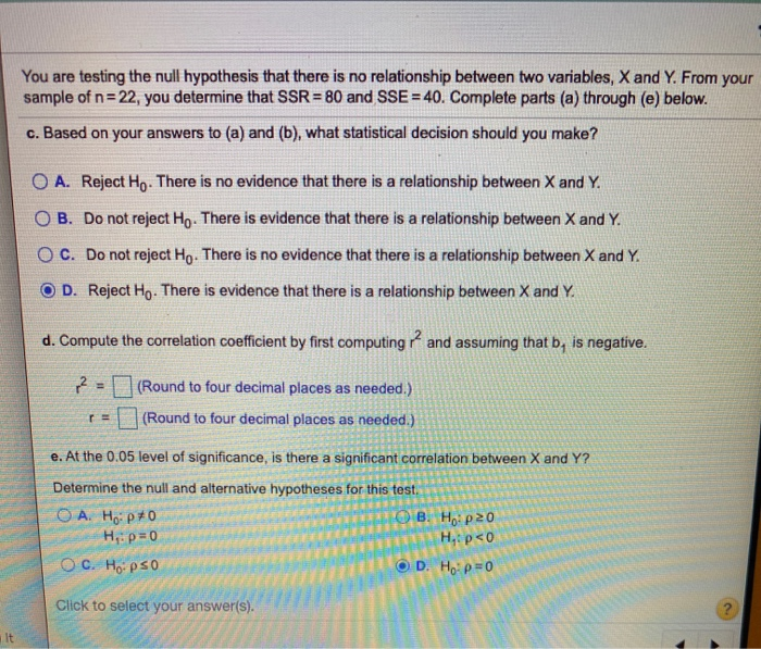 null hypothesis relationship between variables