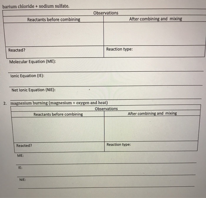 Barium Chloride Sodium Sulfate Observations Chegg 