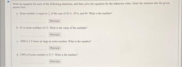 Solved Write an equation for each of the following | Chegg.com