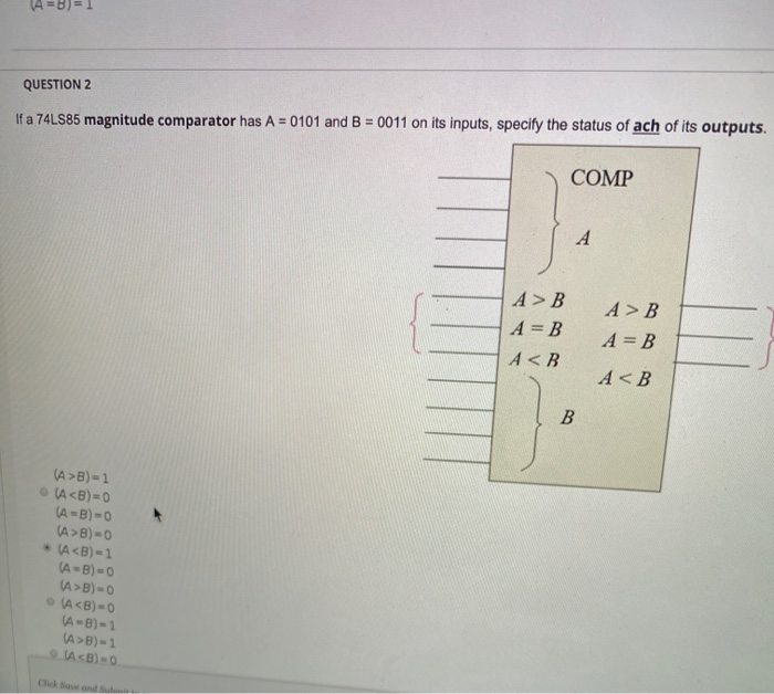 Solved QUESTION 1 If a 74LS85 magnitude comparator has | Chegg.com