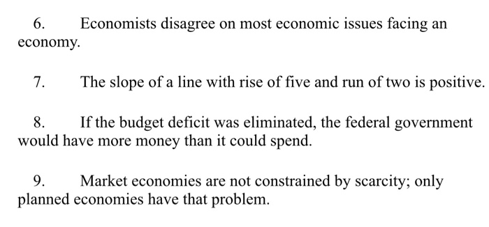 Solved 6. Economists disagree on most economic issues facing | Chegg.com
