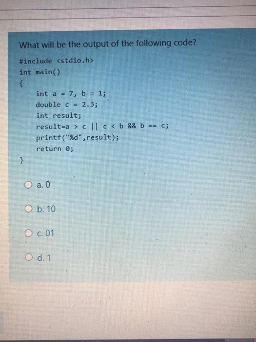 Solved What Will Be The Output Of The Following Code? | Chegg.com