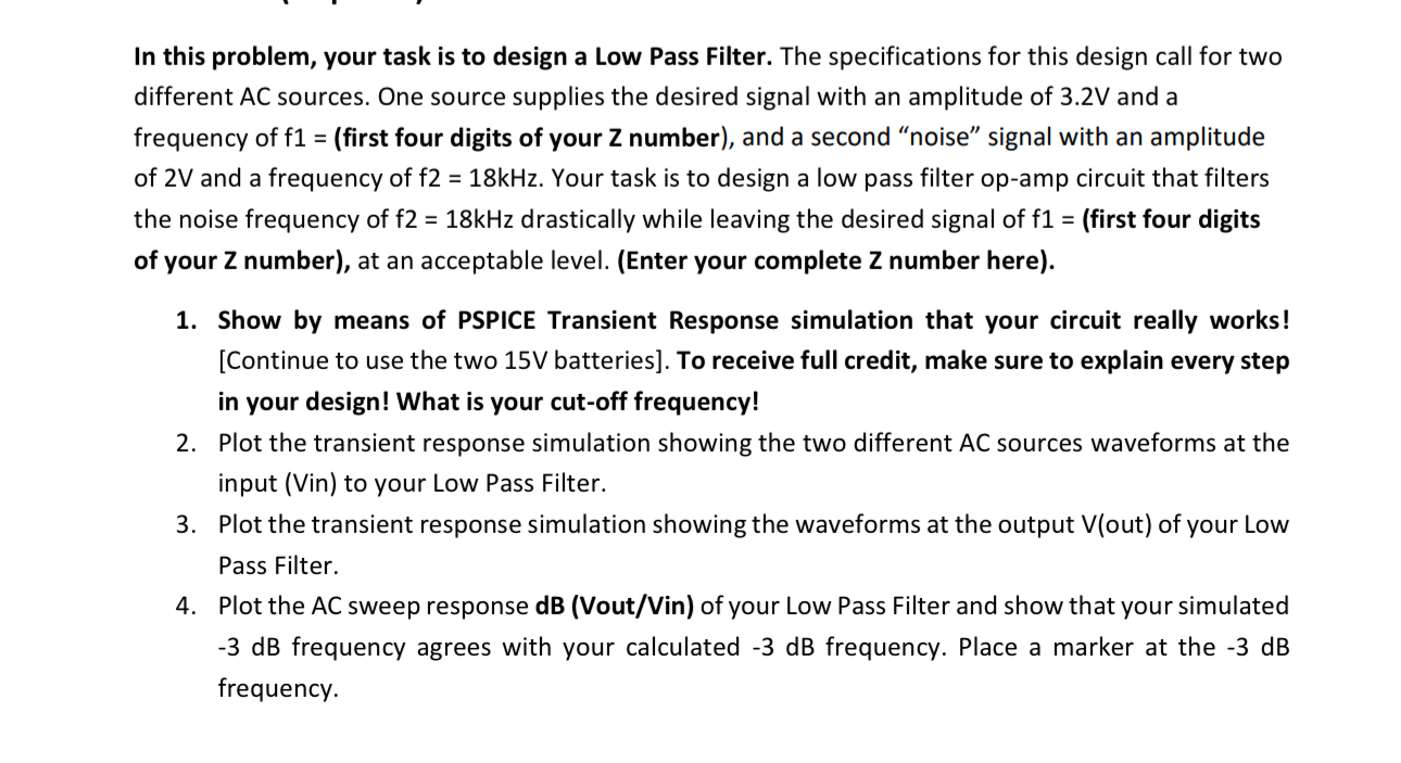 Solved In this problem, your task is to design a Low Pass | Chegg.com