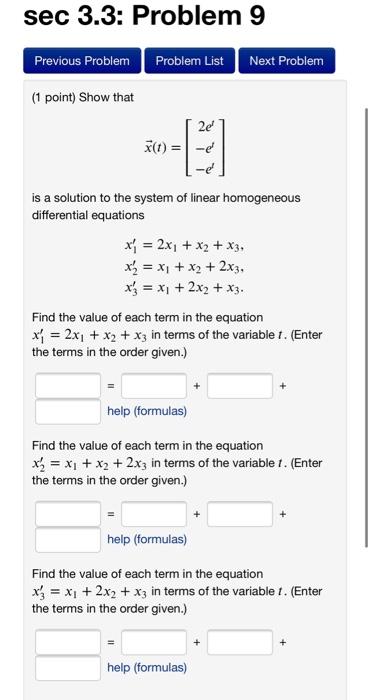 Solved sec 3.3: Problem 9 Previous Problem Problem List Next | Chegg.com