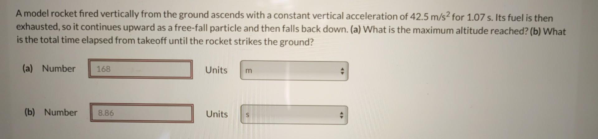 Solved A model rocket fired vertically from the ground | Chegg.com