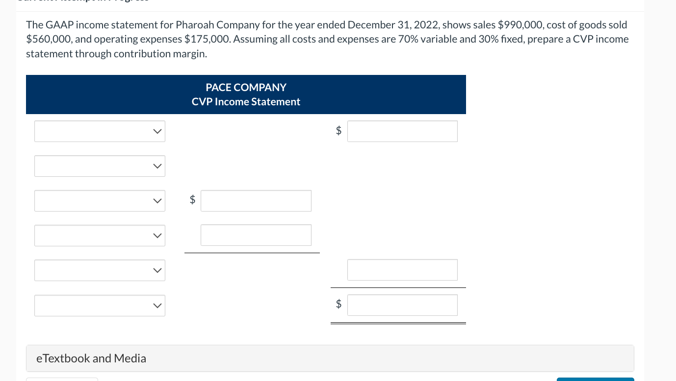 Solved The GAAP income statement for Pharoah Company for the | Chegg.com