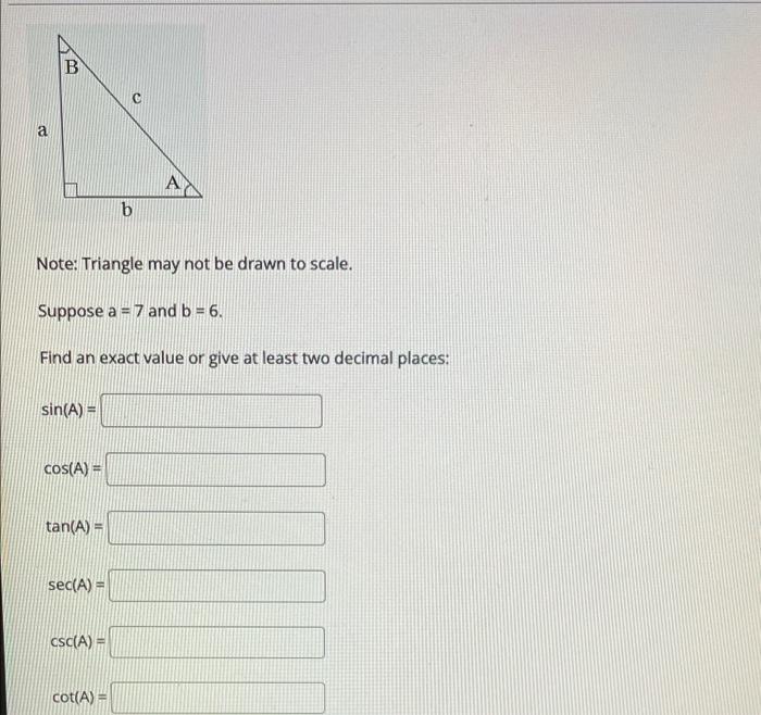 | В B с A b Note: Triangle may not be drawn to scale. | Chegg.com