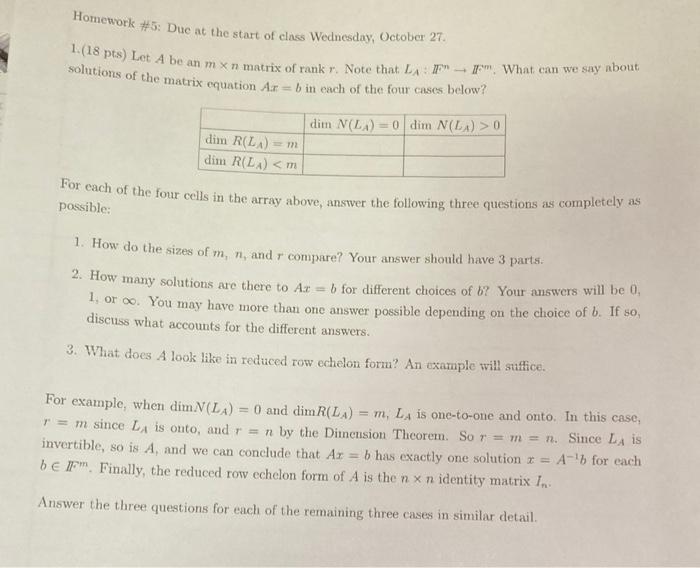 Solved Homework #5: Due At The Start Of Class Wednesday, | Chegg.com