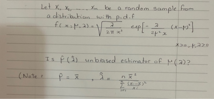 Let X X Be A Random Sample From A Distributio Chegg Com