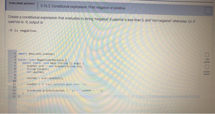 Solved Challenge Activity 3 16 2 Conditional Expression