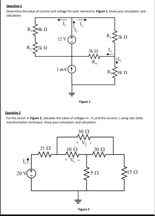 Solved Question 1 Determine the value of current and voltage | Chegg.com