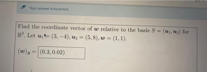 Solved Find the coordinate vector of w relative to the basis | Chegg.com