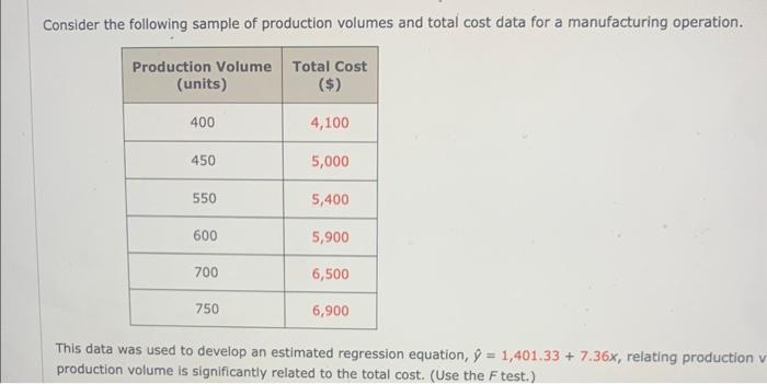 Solved Consider the following sample of production volumes | Chegg.com