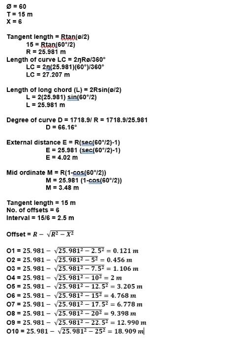 Solved Lay-Out of Simple Curve by Tangent Offsets (Route | Chegg.com