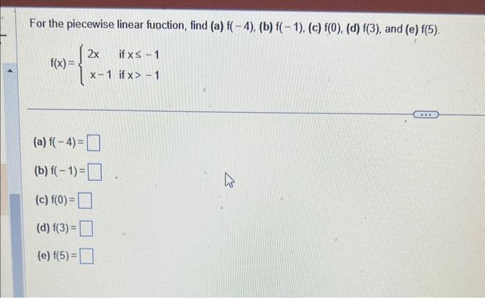 Solved For the piecewise linear function, find | Chegg.com