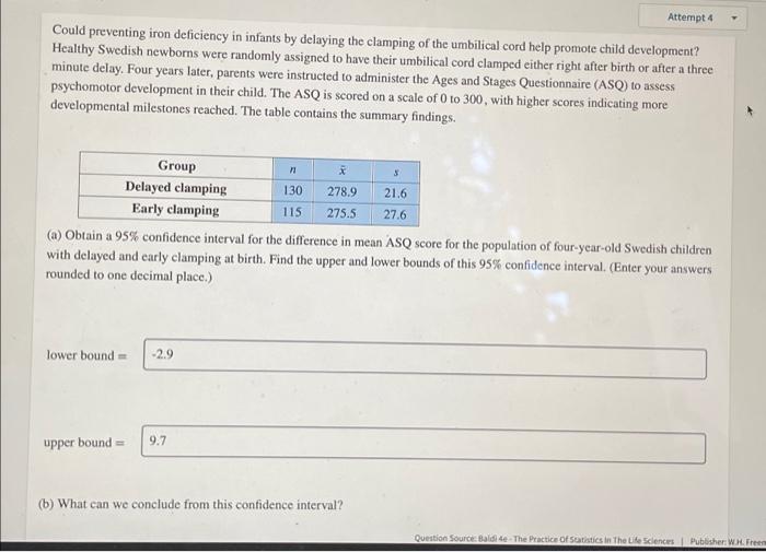 Solved Attempt 4 Could preventing iron deficiency in infants