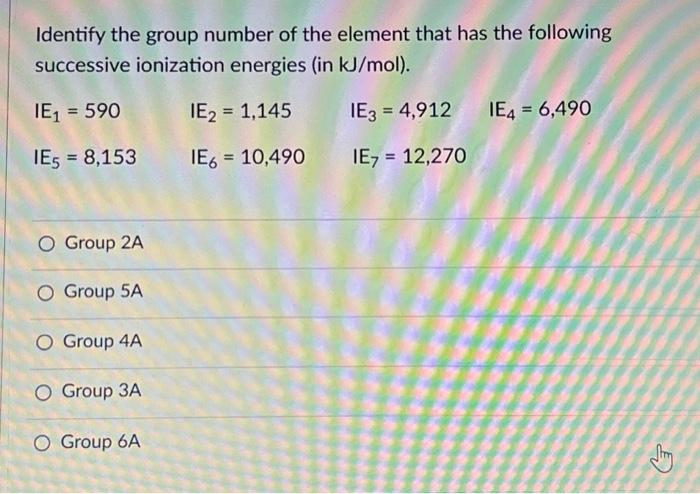 Solved Identify the group number of the element that has the | Chegg.com