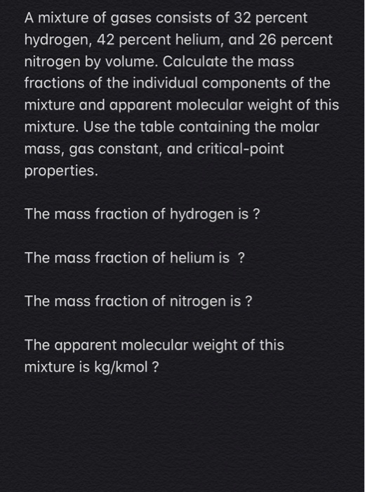 Solved A Mixture Of Gases Consists Of 32 Percent Hydrogen Chegg Com