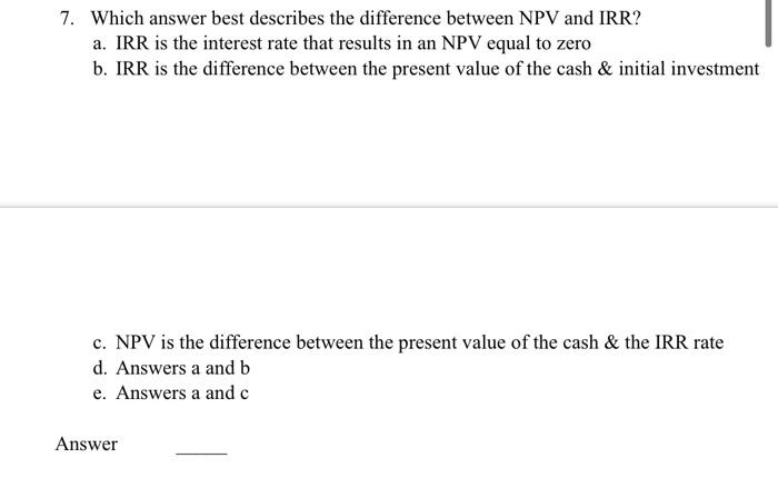 difference between npv & irr