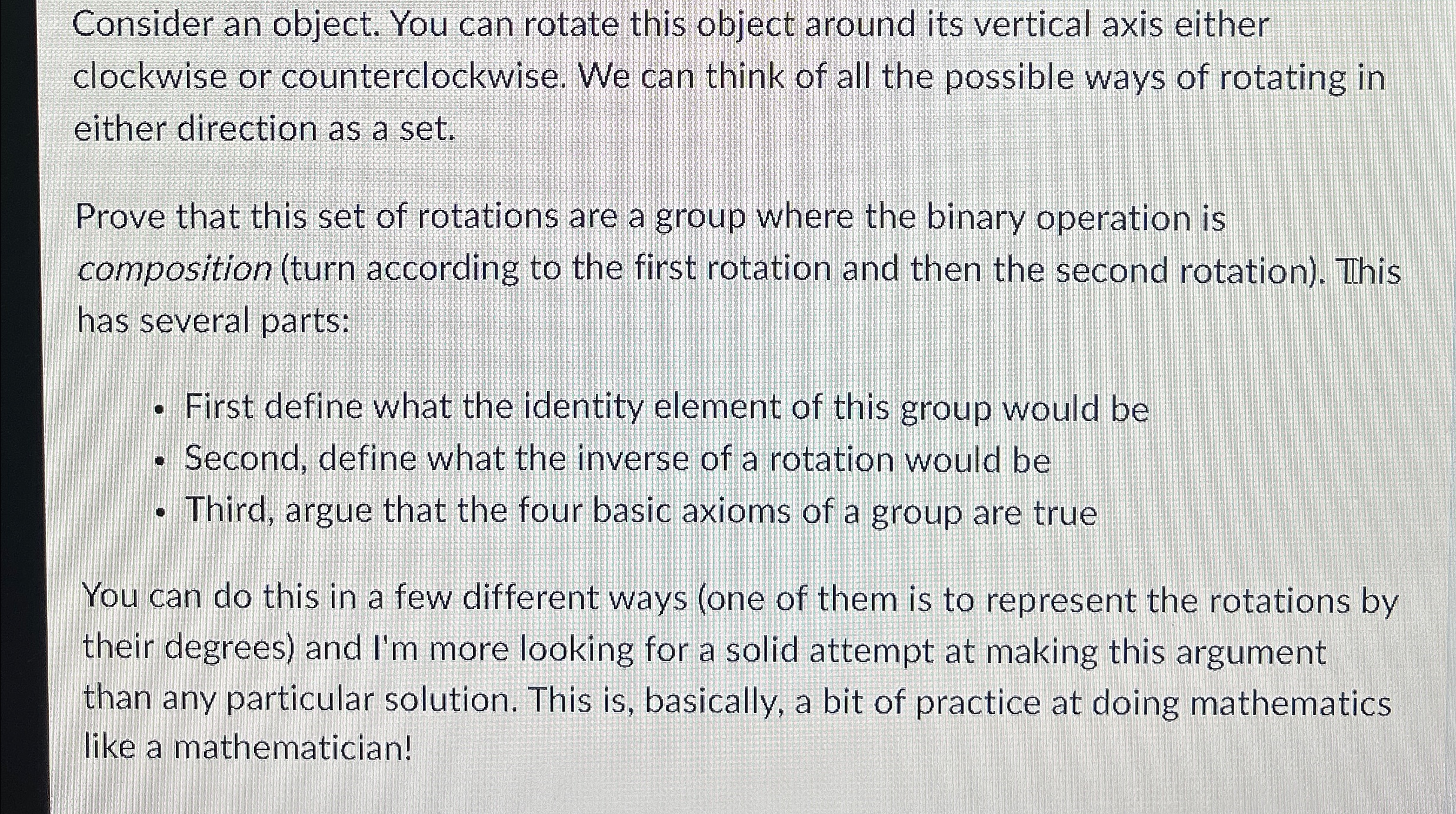 Solved Consider an object. You can rotate this object around | Chegg.com