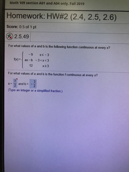 Home Work Math 109 Solved Math 109 section 101 and A04 only, Fall 2019 | Chegg.com