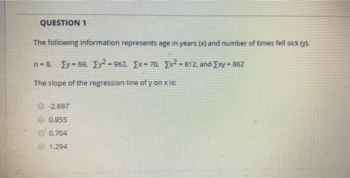 Solved QUESTION 1 The following information represents age | Chegg.com