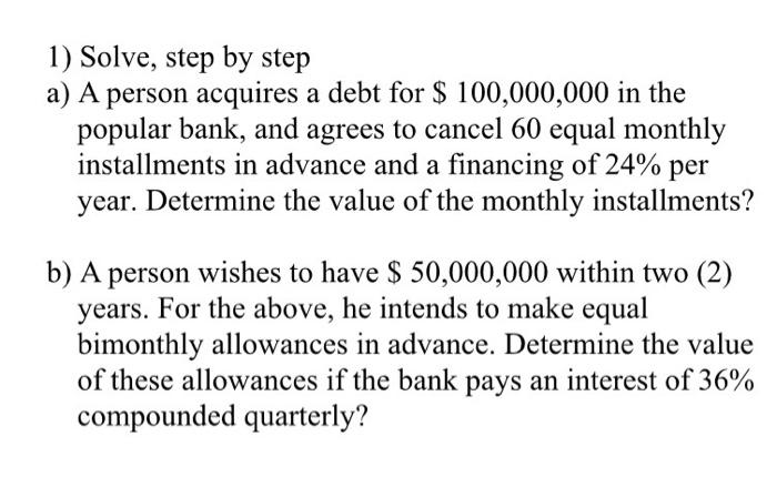 Solved SUBJECT: Financial Mathematics 1) Solve, Step by Step | Chegg.com