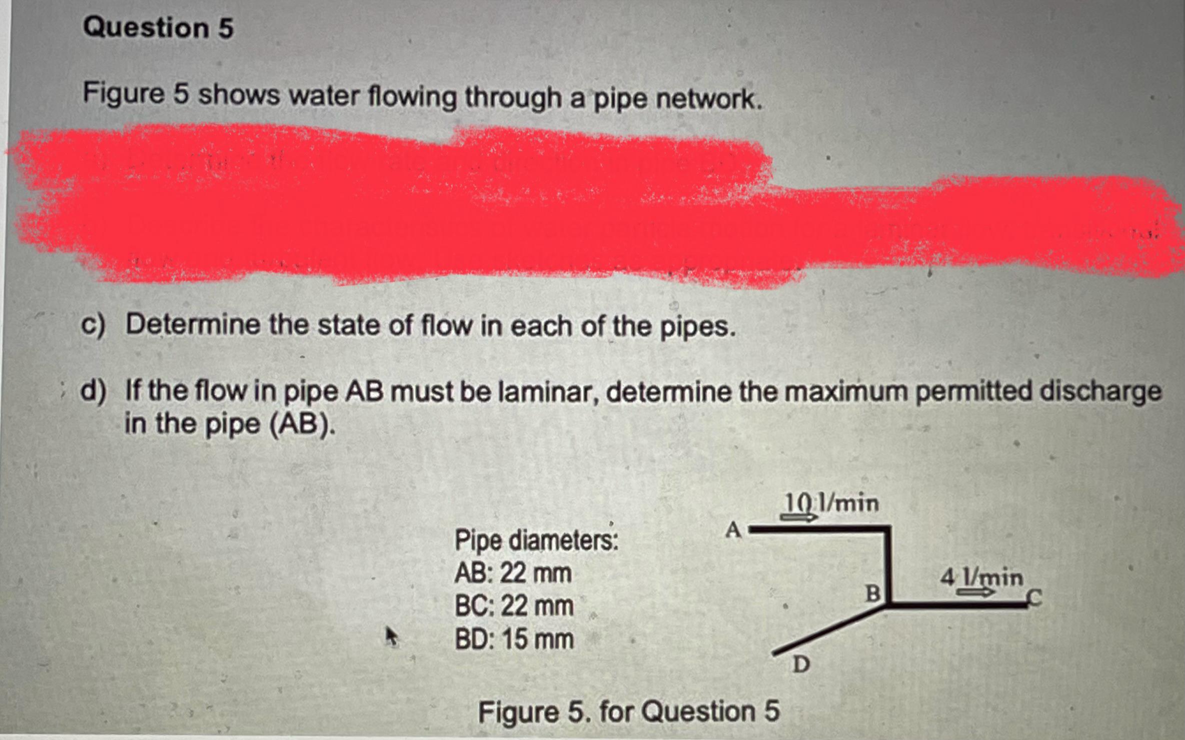 Solved Question 5Figure 5 ﻿shows Water Flowing Through A | Chegg.com