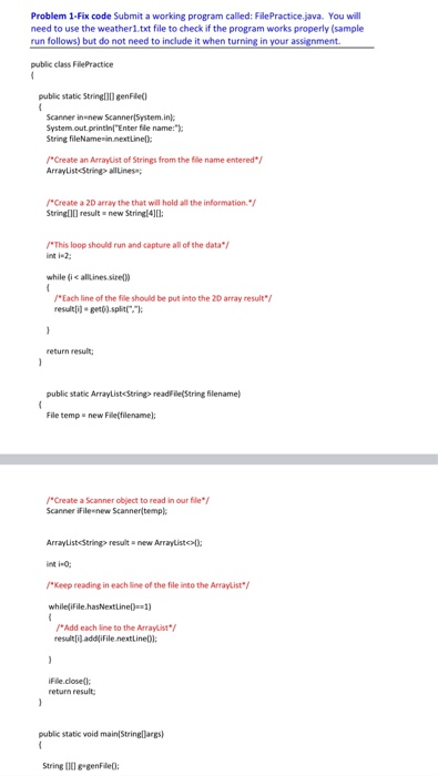 Solved Problem 1-Fix code Submit a working program called: | Chegg.com