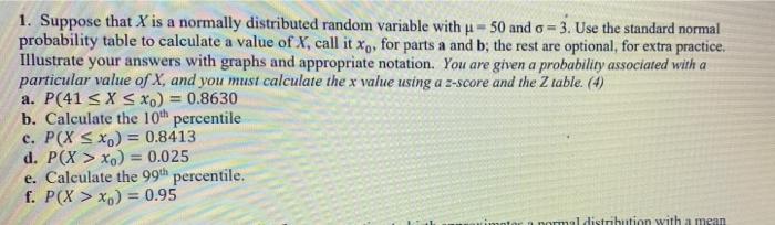 Solved 1. Suppose that X is a normally distributed random | Chegg.com