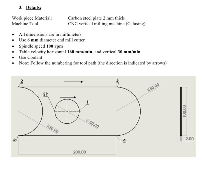 Solved Prepare coordinates table for tool movements and | Chegg.com