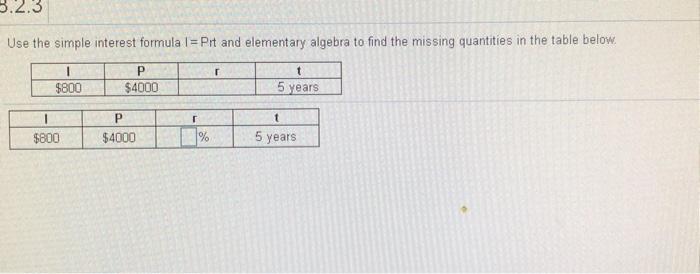 Solved 3.2.3 Use the simple interest formula 1 = Prt and | Chegg.com
