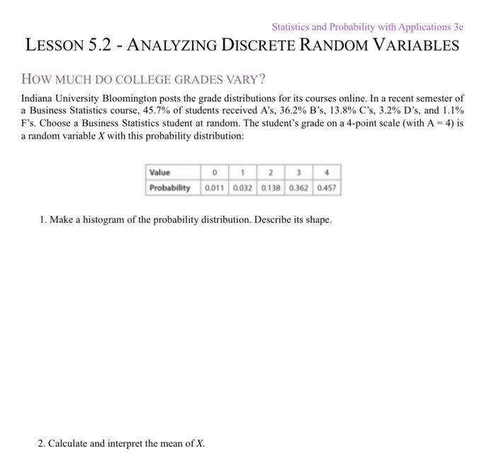 Solved Statistics and Probability with Applications 3e | Chegg.com