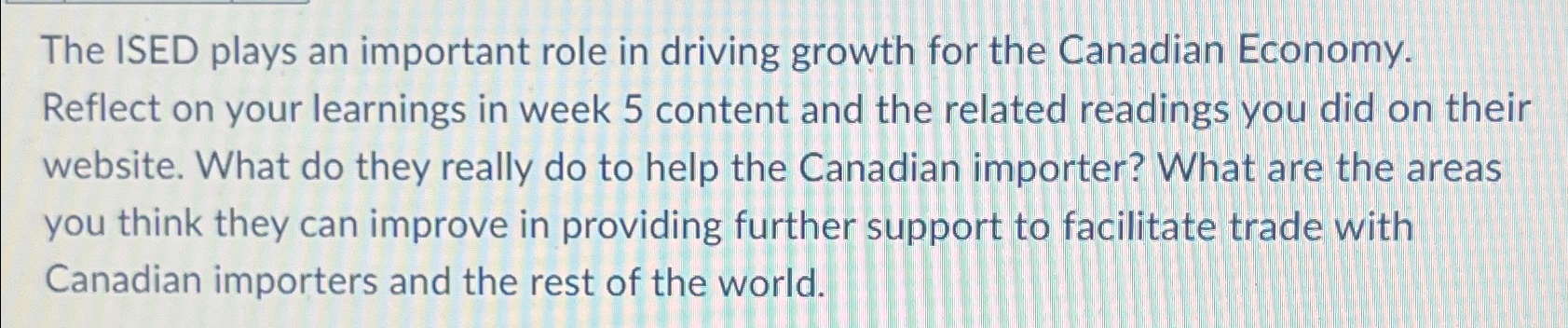The ISED plays an important role in driving growth | Chegg.com